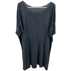 Elemente Clemente Linen Dress Lagenlook Scoop Relaxed Short Sleeve Gray 3 M